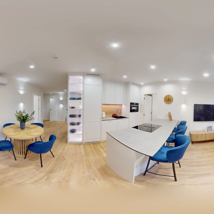 Kompleksowa realizacja MiD Prestige: meble na wymiar – kuchnia z wyspą, spiżarnia, garderoby, szafy, biurka i zabudowy łazienkowe. Estetyka premium i perfekcyjne wykonanie.