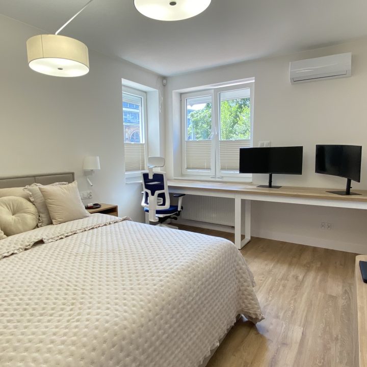 Kompleksowa realizacja MiD Prestige: meble na wymiar – kuchnia z wyspą, spiżarnia, garderoby, szafy, biurka i zabudowy łazienkowe. Estetyka premium i perfekcyjne wykonanie.