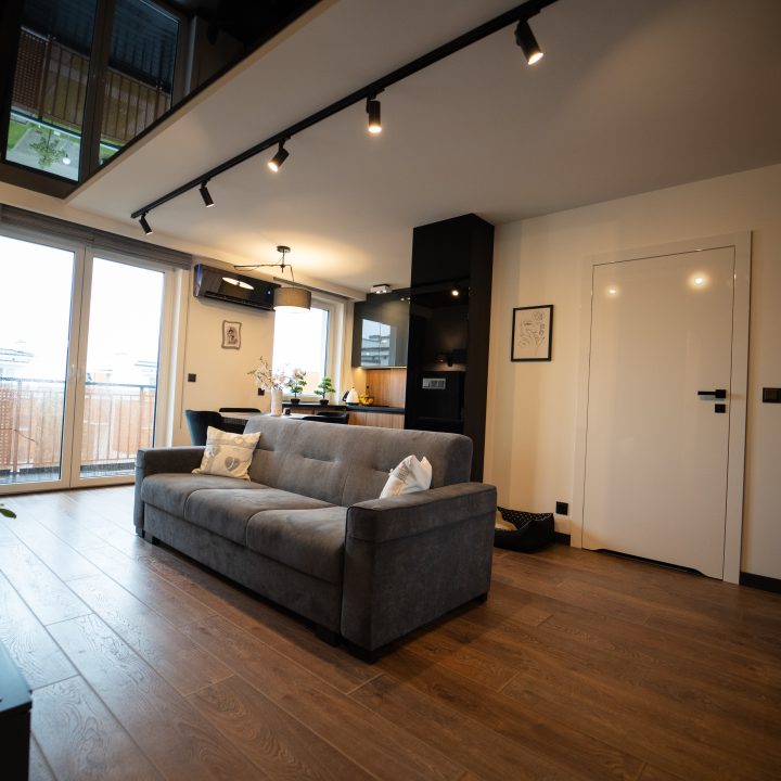 Meble na wymiar w Płocku – kuchnia, salon, sypialnia i łazienka w pakiecie MiD Prestige. Połysk, fornir, LED i kamień – styl i funkcjonalność w jednym projekcie.